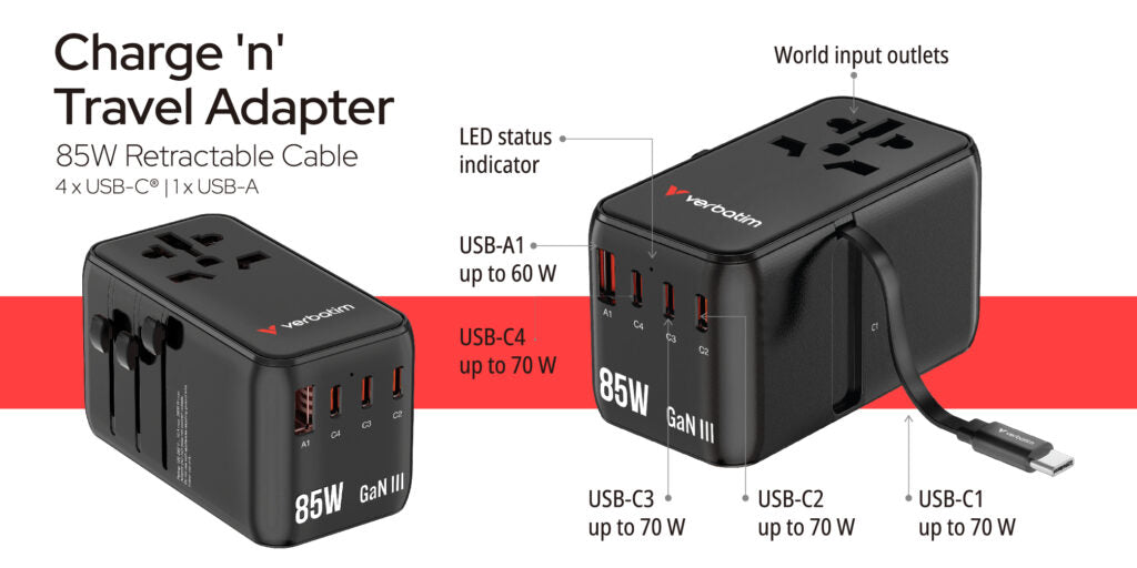 Charge 'n' Travel 85W 通用旅行轉插連伸縮充電線 (CNT-02)