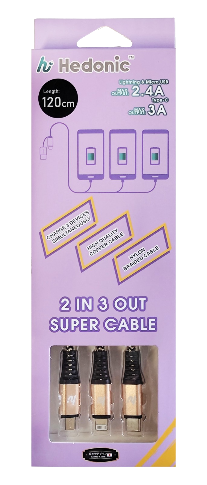 2 in 3 out 多合一充電線 Lightning | Type C | Mirco USB (120cm)