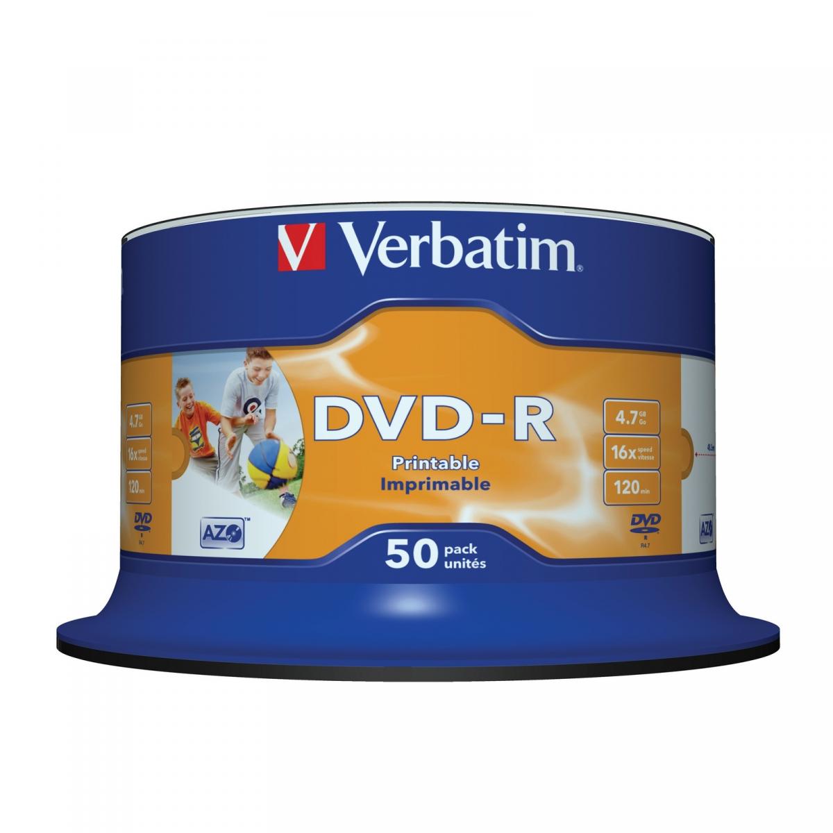 DVD-R 4.7GB 16X 寬幅噴墨可打印 50片 筒裝 43533